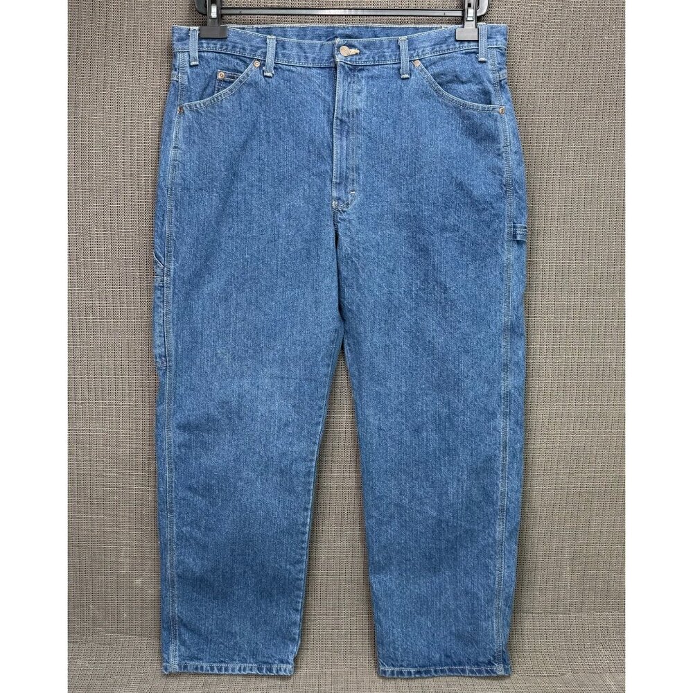 Dickies Mens Size 40x30 Blue Relaxed Fit Denim Carpenter Jeans Durable Workwear